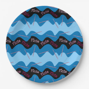 Plato De Papel Patrón de flauta rosada