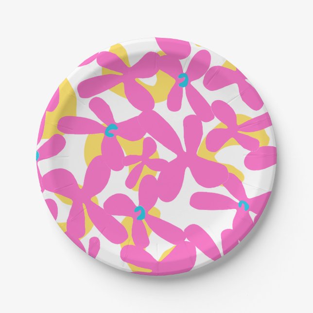 Plato De Papel Patrón de flor (Anverso)