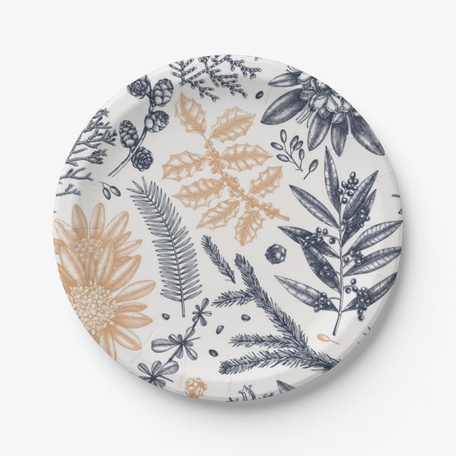 Plato De Papel Patrón de flor (Anverso)