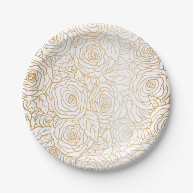 Plato De Papel Patrón de flor (Anverso)