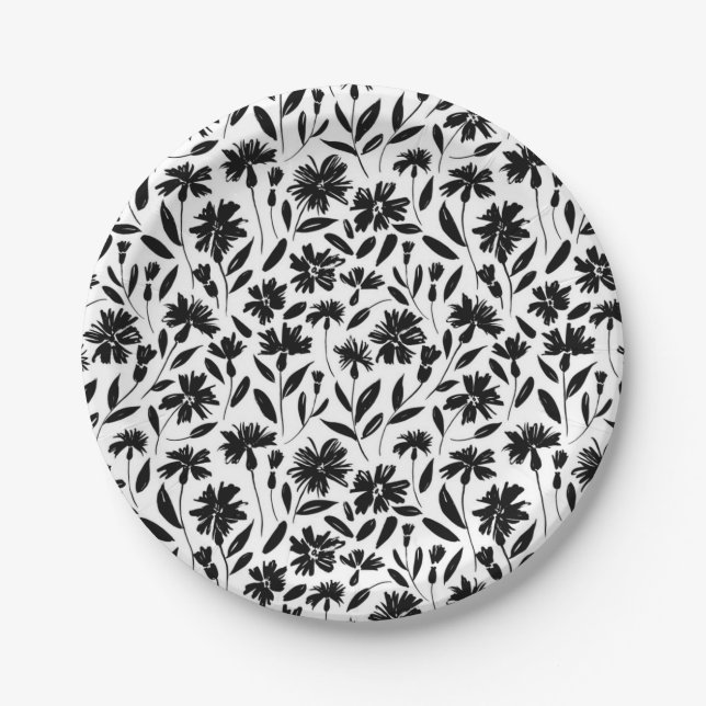 Plato De Papel Patrón de flor (Anverso)