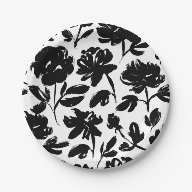 Plato De Papel Patrón de flor (Anverso)
