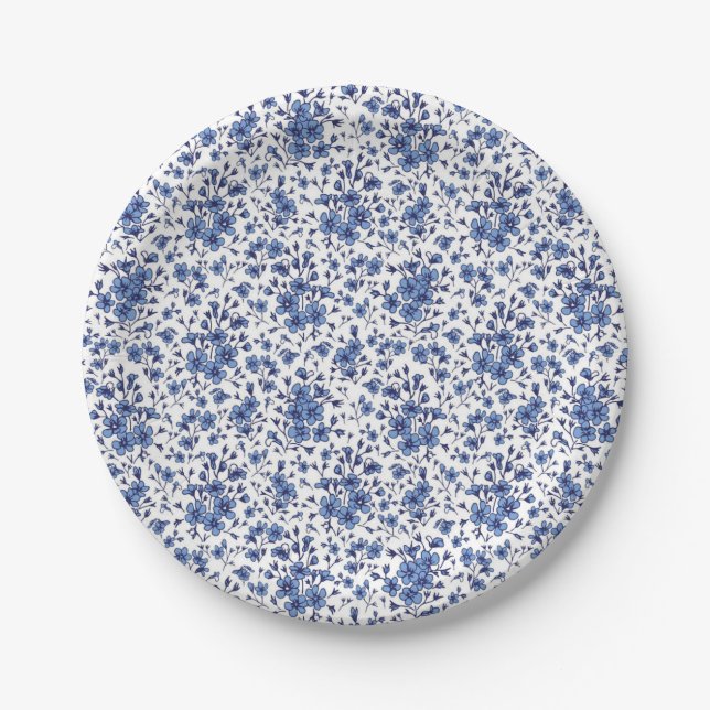 Plato De Papel Patrón de flor (Anverso)