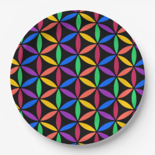 Plato De Papel Patrón de flor arco iris
