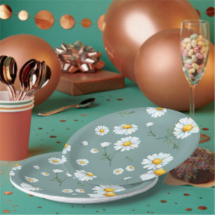 Plato De Papel Patrón de flor de Chamomile
