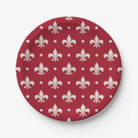 Patrón de flor de plata de lis en fondo rojo