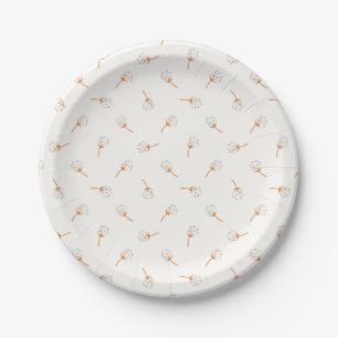 Plato De Papel Patrón de flor de punto de polka cúpula