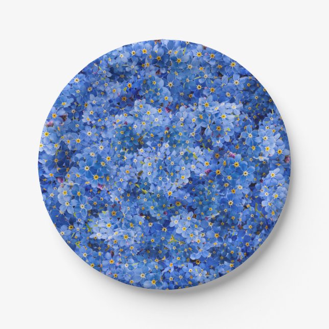 Plato De Papel Patrón de Flor No me Olvides (Anverso)