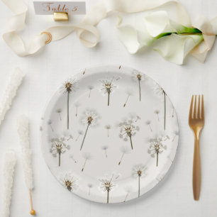 Plato De Papel Patrón de flor silvestre de diente de león