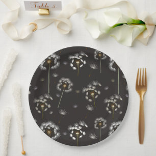 Plato De Papel Patrón de flor silvestre de diente de león