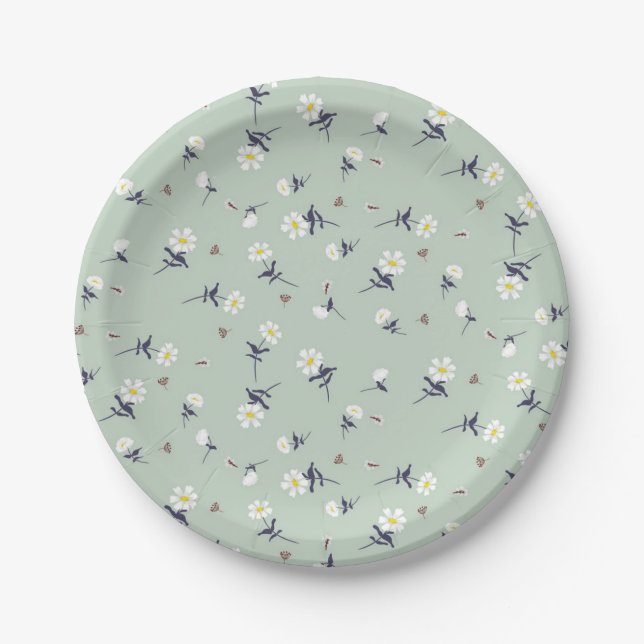 Plato De Papel Patrón de flores (Anverso)