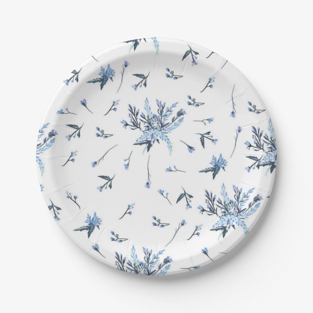 Plato De Papel Patrón de flores (Anverso)