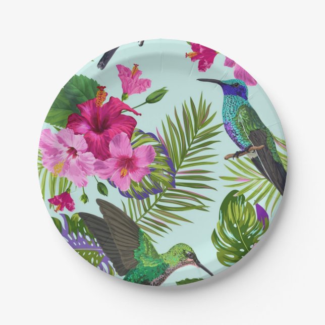 Plato De Papel Patrón de flores (Anverso)