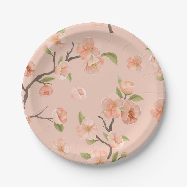 Plato De Papel Patrón de flores (Anverso)