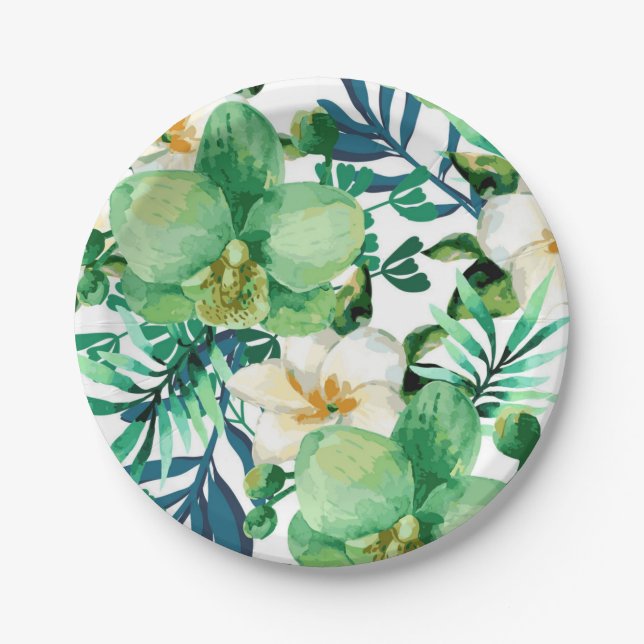 Plato De Papel Patrón de flores (Anverso)