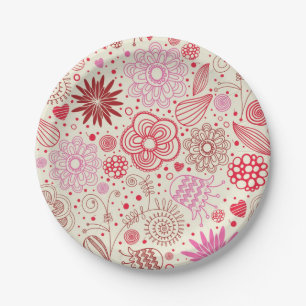 Plato De Papel Patrón de flores