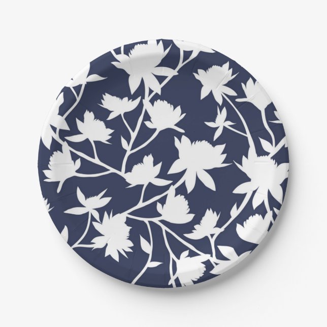 Plato De Papel Patrón de flores (Anverso)