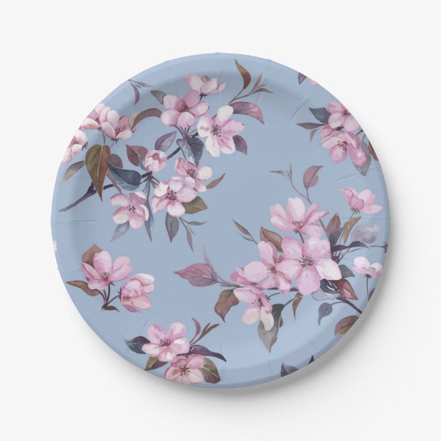 Plato De Papel Patrón de flores (Anverso)