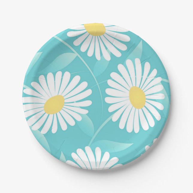 Plato De Papel Patrón de flores (Anverso)