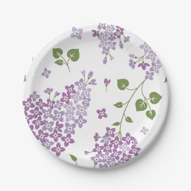 Plato De Papel Patrón de flores (Anverso)