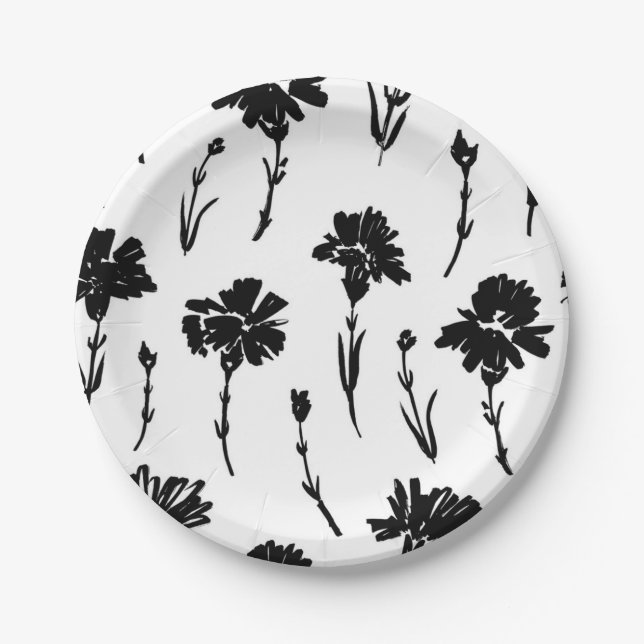Plato De Papel Patrón de flores (Anverso)