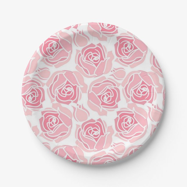 Plato De Papel Patrón de flores (Anverso)