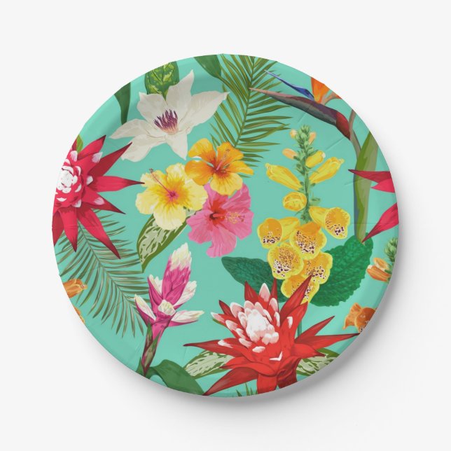 Plato De Papel Patrón de flores (Anverso)