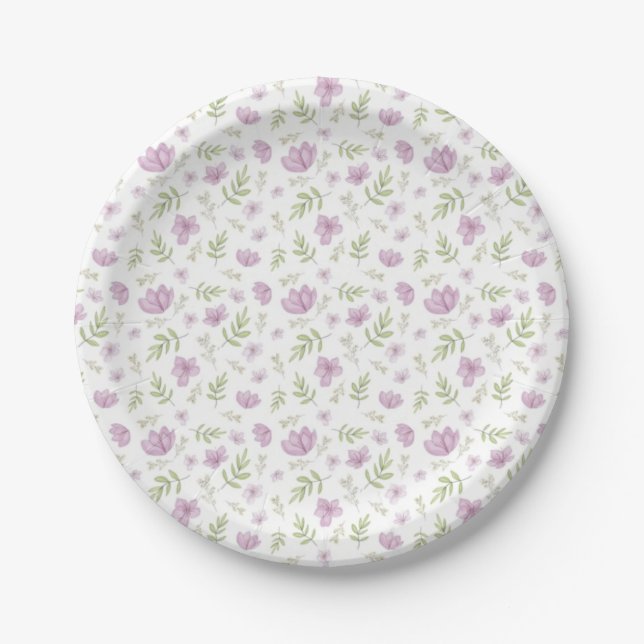 Plato De Papel Patrón de flores (Anverso)