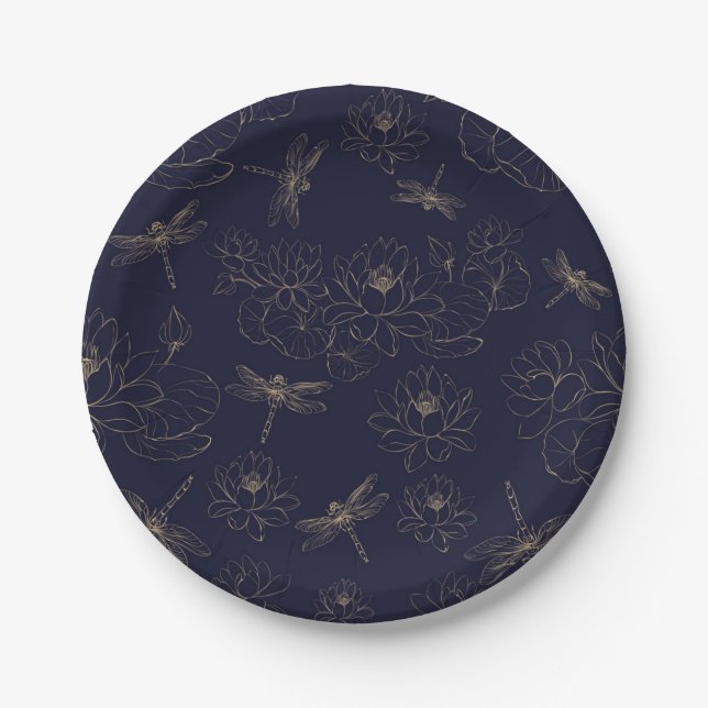 Plato De Papel Patrón de flores (Anverso)