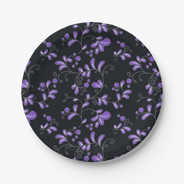 Plato De Papel Patrón de flores (Anverso)