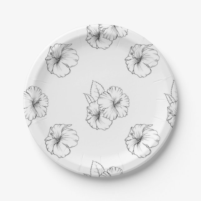 Plato De Papel Patrón de flores (Anverso)