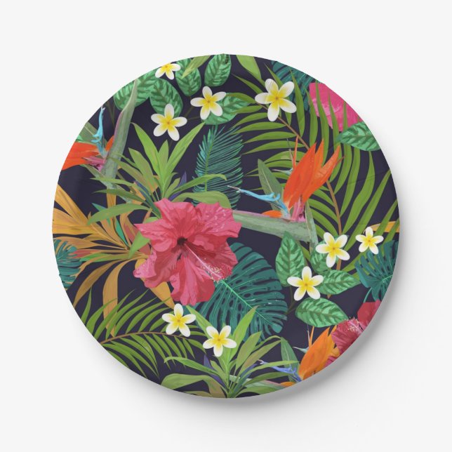 Plato De Papel Patrón de flores (Anverso)