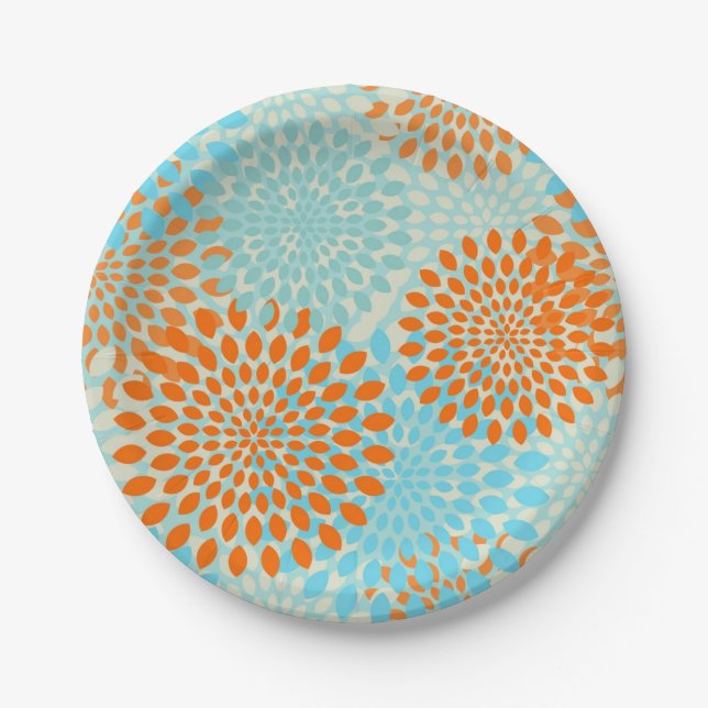Plato De Papel Patrón de flores (Anverso)