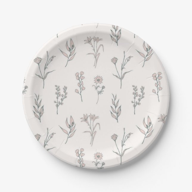 Plato De Papel Patrón de flores (Anverso)