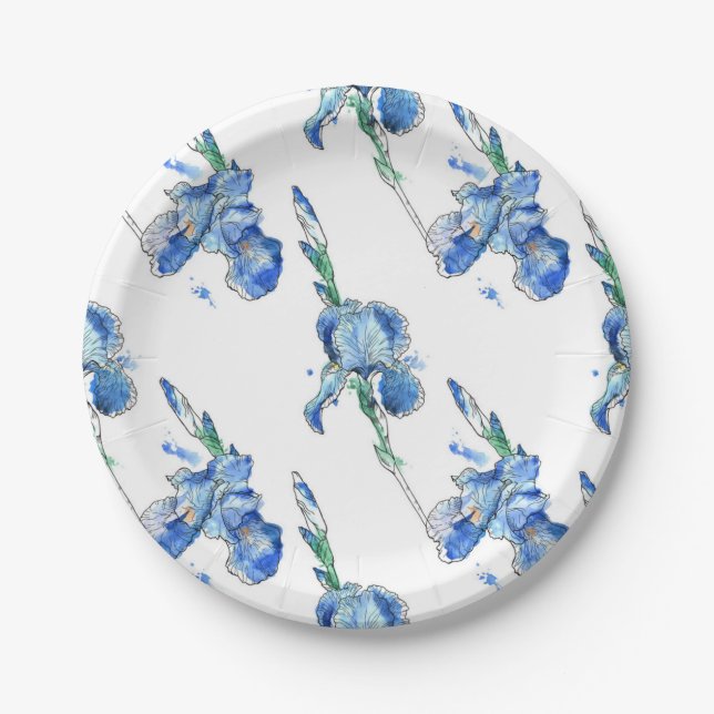 Plato De Papel Patrón de flores (Anverso)