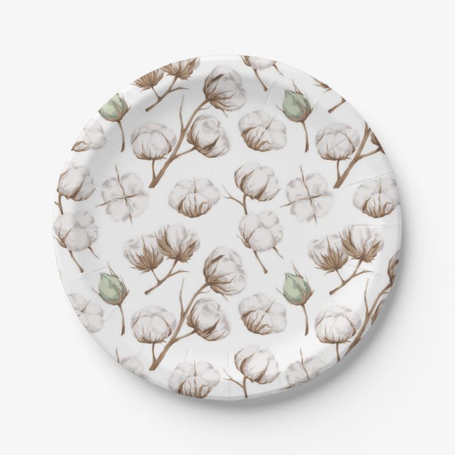 Plato De Papel Patrón de flores (Anverso)