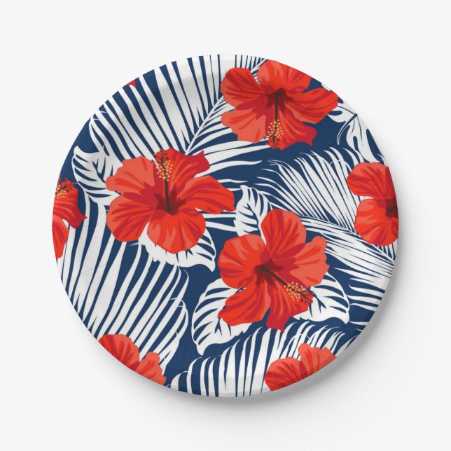 Plato De Papel Patrón de flores (Anverso)