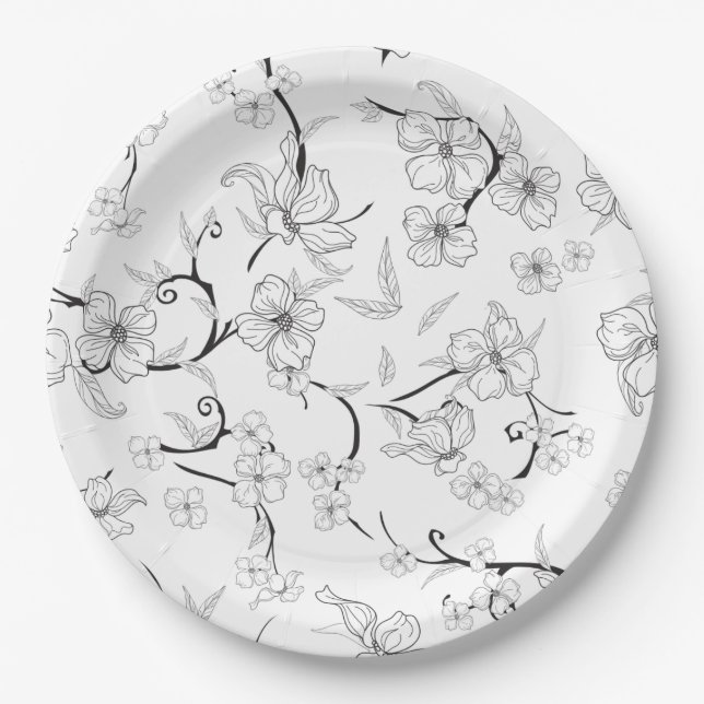 Plato De Papel Patrón de Flores Asombrosas 7 (Anverso)