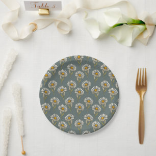 Plato De Papel Patrón de flores de dias retro