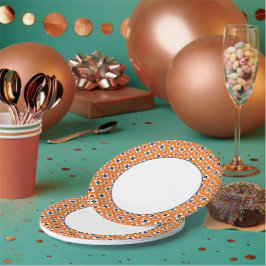 Plato De Papel Patrón de flores de Katazome rojo blanco Naranja o