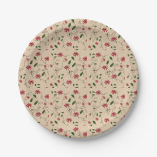 Plato De Papel Patrón de flores del jardín mágico