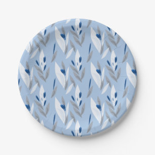 Plato De Papel Patrón de flores retro azul turquesa rojo