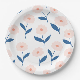 Plato De Papel Patrón de flores rosas de Moda de boho lindo