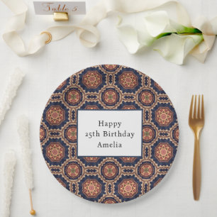 Plato De Papel Patrón de formas de flor y estrella de moda Cumple