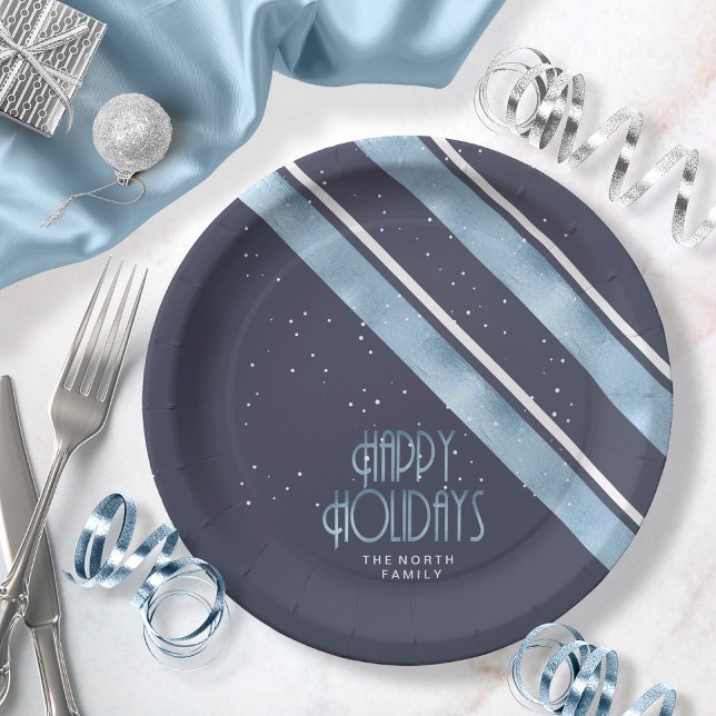 Plato De Papel Patrón de franja de navidades ID862 azul/blanco (Subido por el creador)