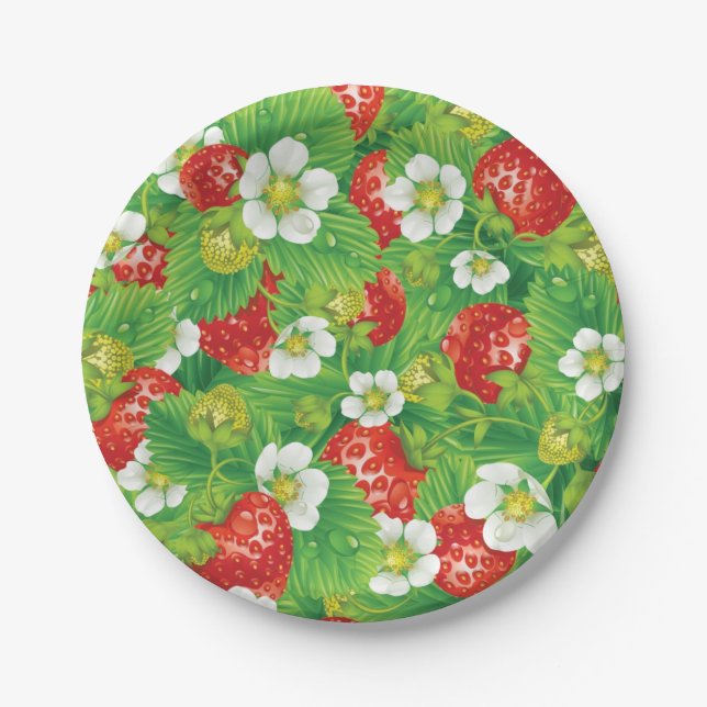 Plato De Papel Patrón de fresa (Anverso)