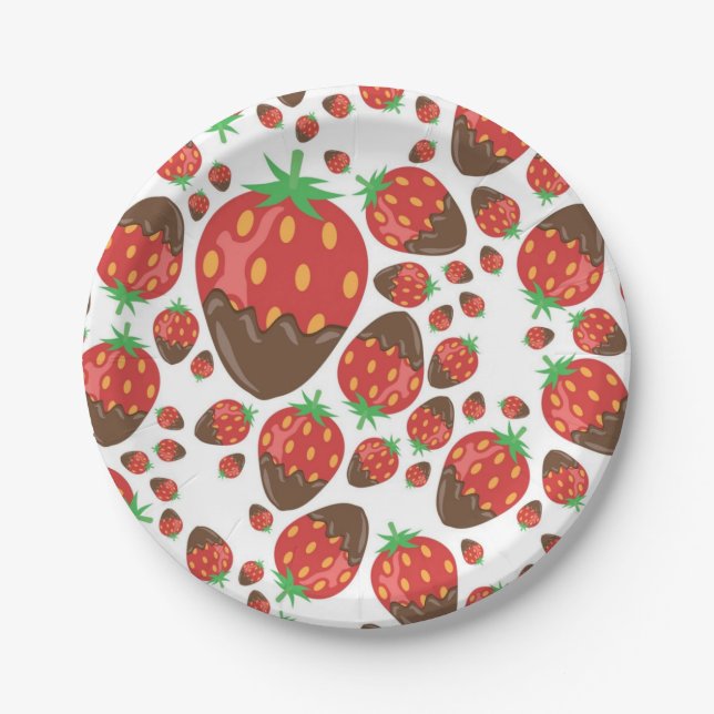 Plato De Papel Patrón de fresa (Anverso)