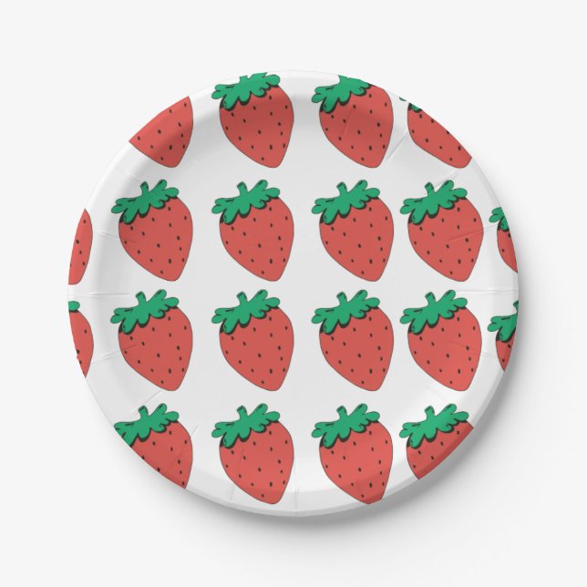 Plato De Papel Patrón de fresa (Anverso)