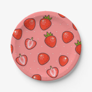 Plato De Papel Patrón de fresa