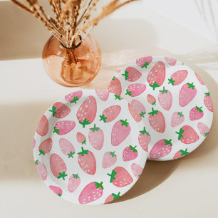 Plato De Papel Patrón de fresa suave